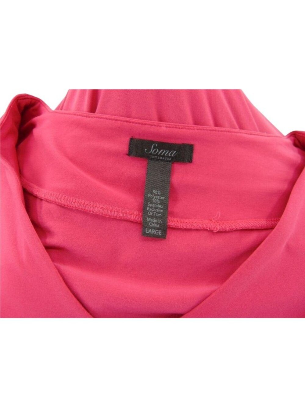 Soma Womans Pink Size L Long Sleeve V Neck  Dress Drawstring Waist Button Tab - Picture 6 of 14
